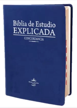 BIBLIA RVR60 ESTUDIO EXPLICADA AZUL