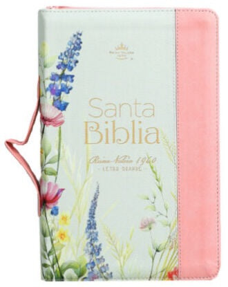 Biblia RVR60 Tamaño manual Letra Grande piel cierre indice floral