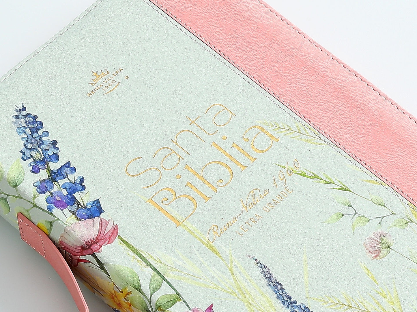 Biblia RVR60 Tamaño manual Letra Grande piel cierre indice floral