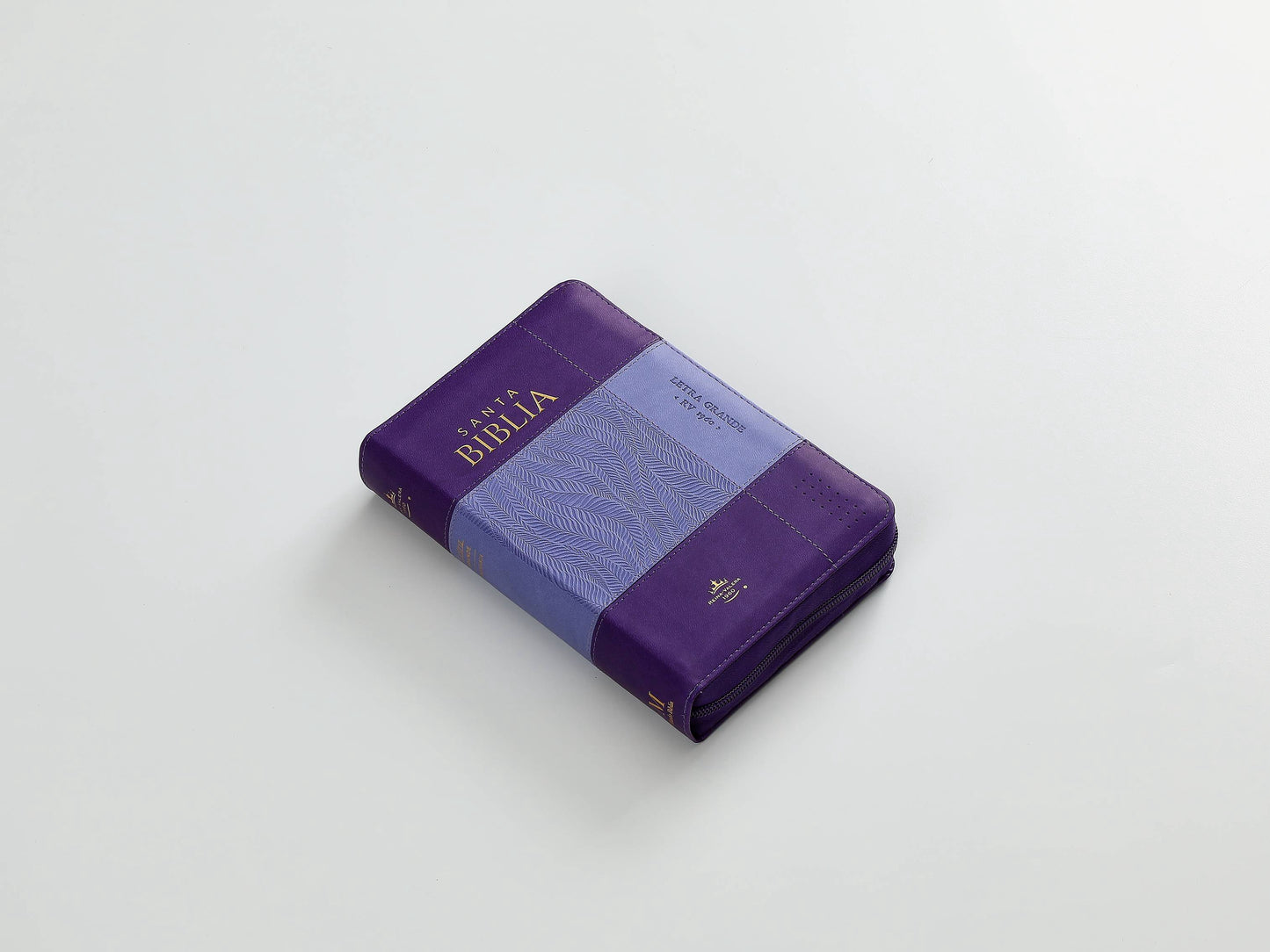 Biblia RVR60 Tamaño Compacto Letra Grande 12 puntos cierre indice lila