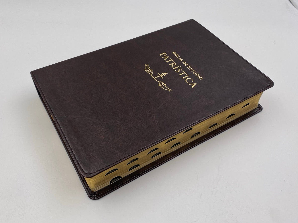 Biblia de estudio Patrística RVR77 i/piel café con índice