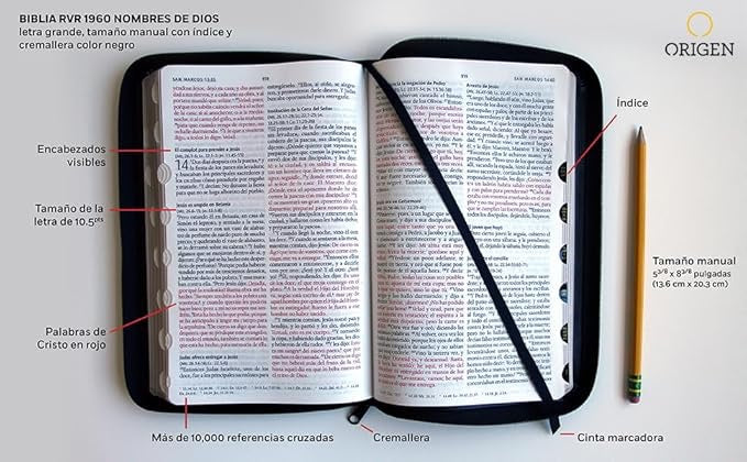 Biblia RVR 1960 Letra Grande Tamaño Manual indice y cierre