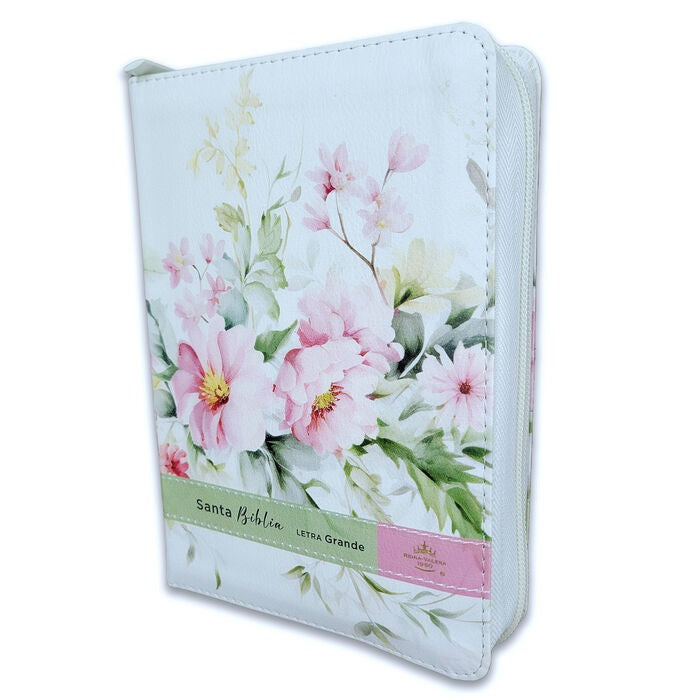 Biblia RVR60 Tamaño compacto Letra Grande 12 puntos blanco cierre indice