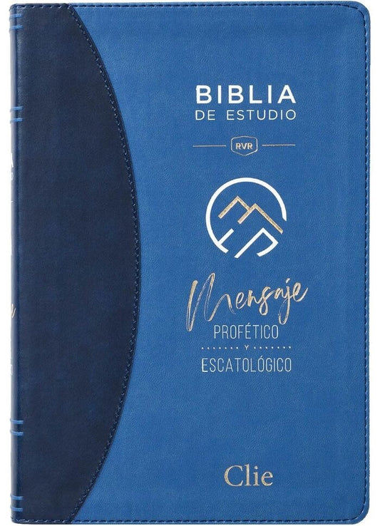 Biblia de estudio mensaje profético y escatológico 2 tonos Azul RVR77