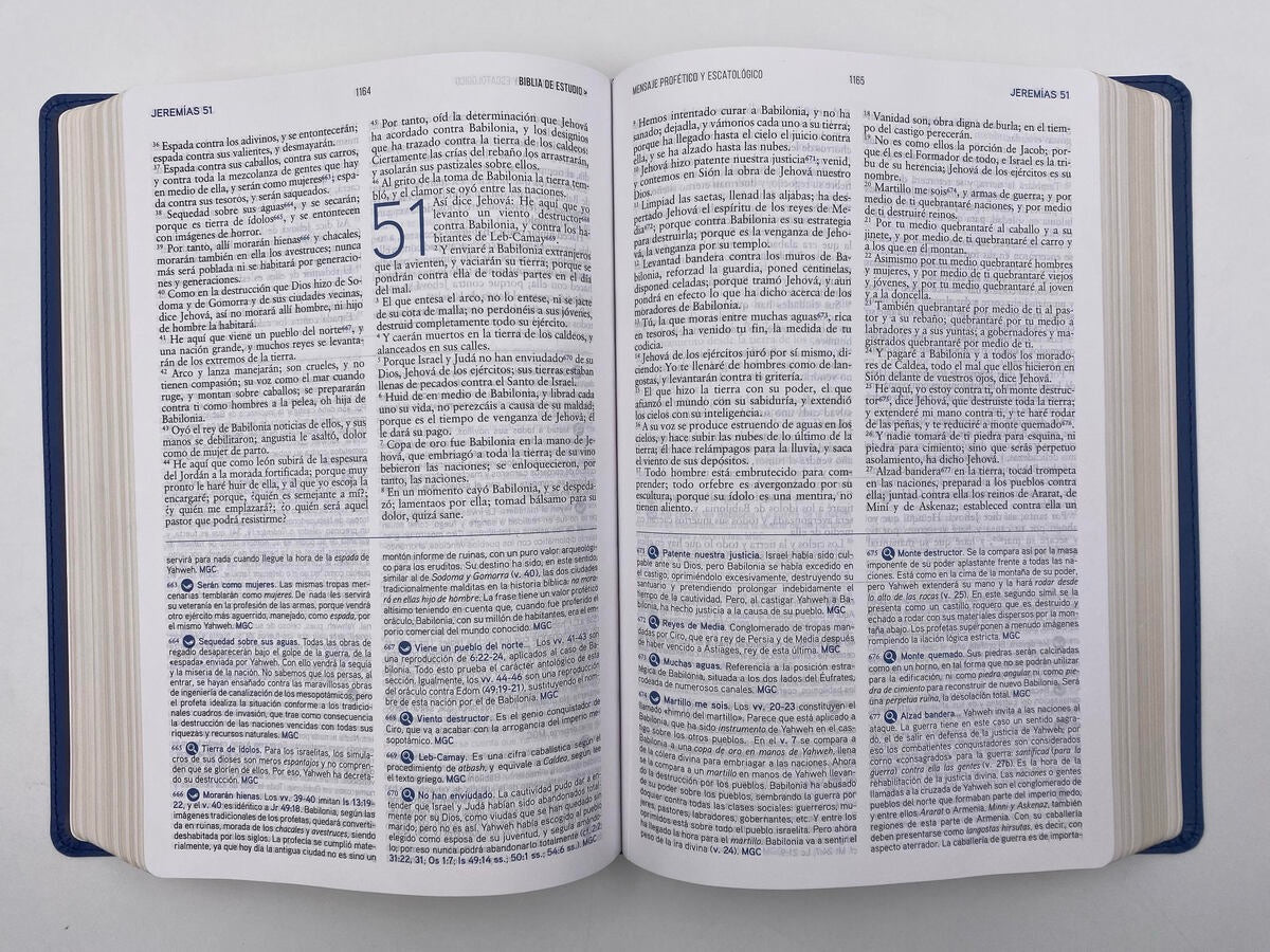 Biblia de estudio mensaje profético y escatológico 2 tonos Azul RVR77