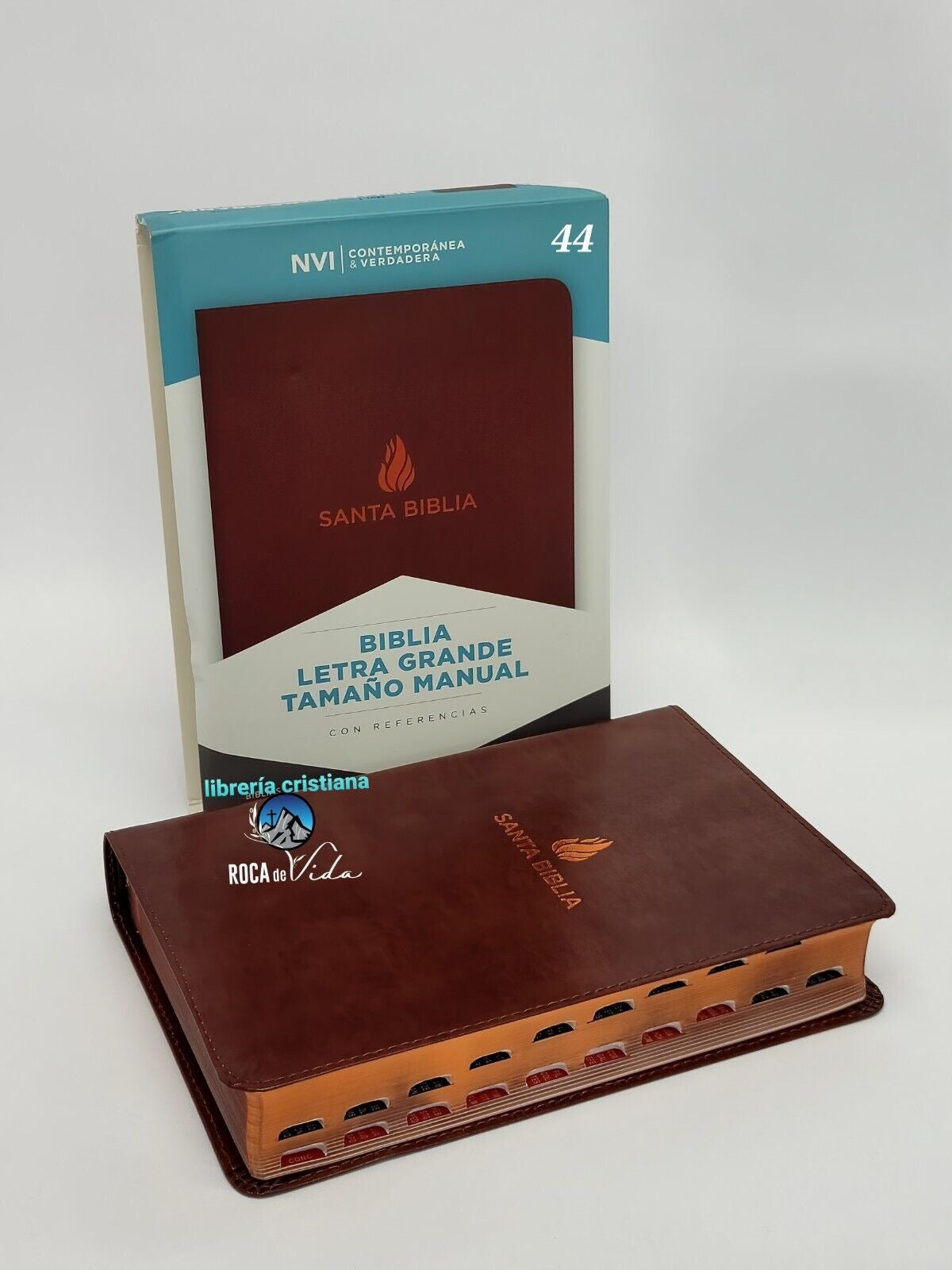 Biblia NVI Letra Súper Gigante Piel Marrón con Índice