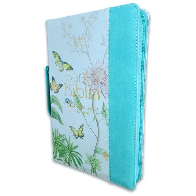 Biblia RVR60 tamaño manual letra grande con cierre índice canto pintado