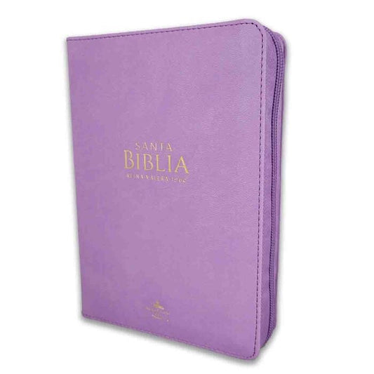 Biblia RVR 1960 Compacta Letra Grande Lila con Cierre