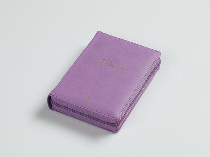 Biblia RVR 1960 Compacta Letra Grande Lila con Cierre