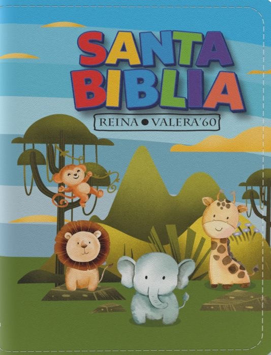 Biblia RVR 1960 Bolsillo para Niños Animales con cierre
