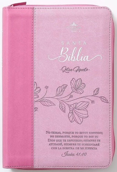 Biblia RVR60 tamaño manual letra Gigante Rosa