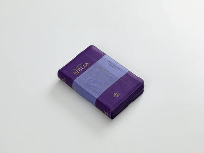Biblia RVR60 Tamaño Compacto Letra Grande 12 puntos cierre indice lila