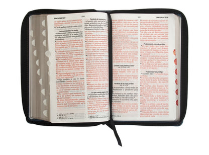 Biblia RVR60 Tamaño manual letra grande azul con cierre y indice
