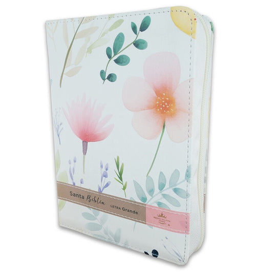 Biblia RVR60 Tamaño compacto Letra Grande 12 puntos blanco cierre indice