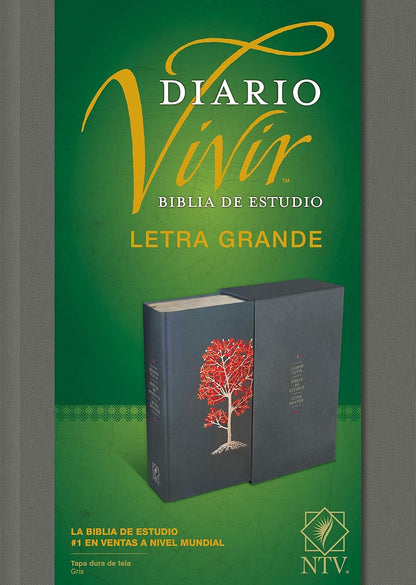 Biblia NTV de Estudio Diario Vivir Letra Grande gris tapa dura