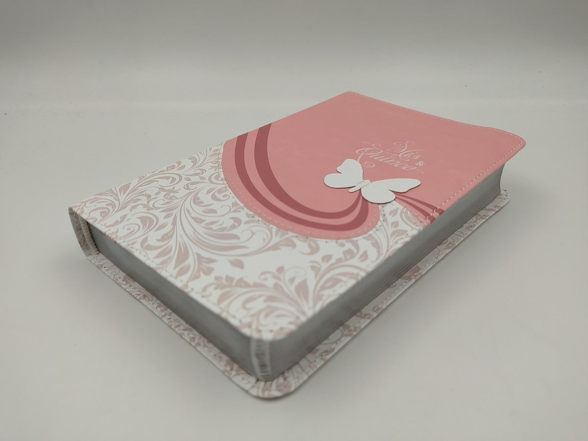 Biblia RVR 1960 Mis Quince Rosa y Blanco Símil Piel