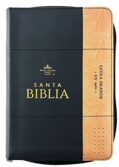 Biblia RVR60 Tamaño compacto Letra Grande 12 puntos cierre indice