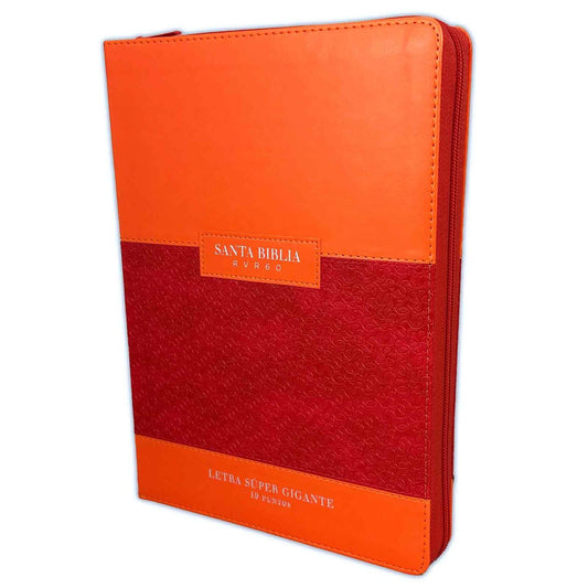 Biblia RVR 1960 Letra Súper Gigante naranja indice con cierre 19 puntos