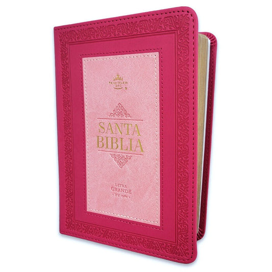 Biblia RVR60 Tamaño Compacto Letra Grande 12 puntos rosa