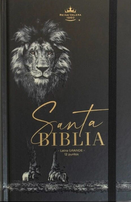 Biblia RVR60 tamaño manual letra grande tapa dura león