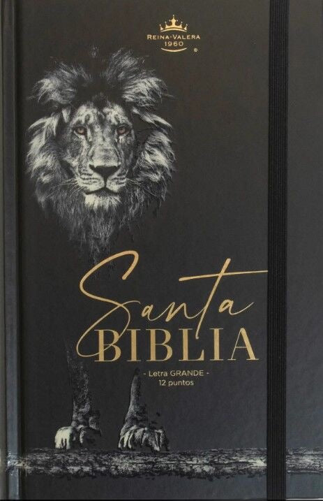 Biblia RVR60 tamaño manual letra grande tapa dura león