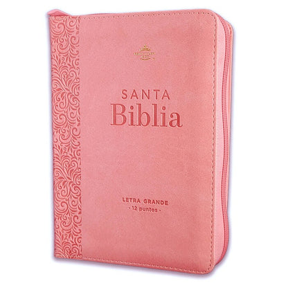 Biblia RVR60 Tamaño compacto Letra Grande 12 puntos rosa cierre