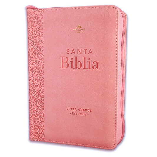 Biblia RVR60 Tamaño compacto Letra Grande 12 puntos rosa cierre