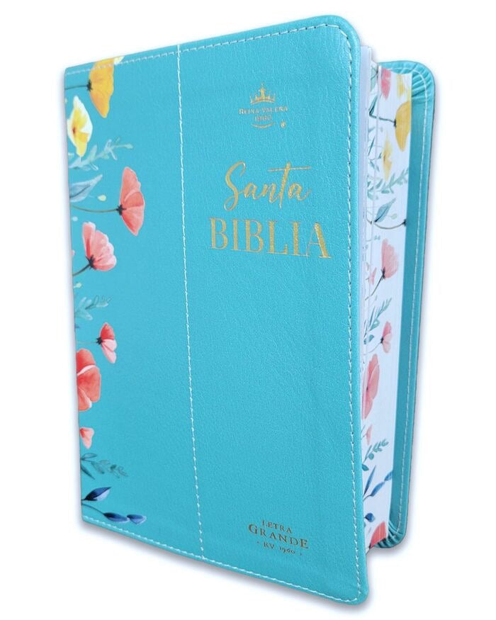 Biblia RVR60 Tamaño compacto Letra Grande 12 puntos turquesa