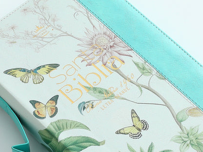 Biblia RVR60 tamaño manual letra grande  con cierre índice canto pintado