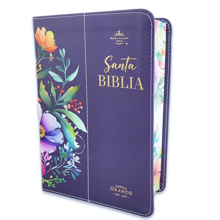 Biblia RVR60 Tamaño compacto Letra Grande 12 puntos morado