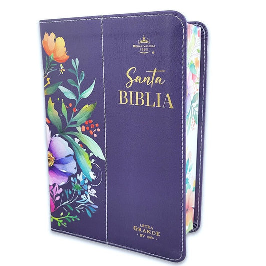 Biblia RVR60 Tamaño compacto Letra Grande 12 puntos morado